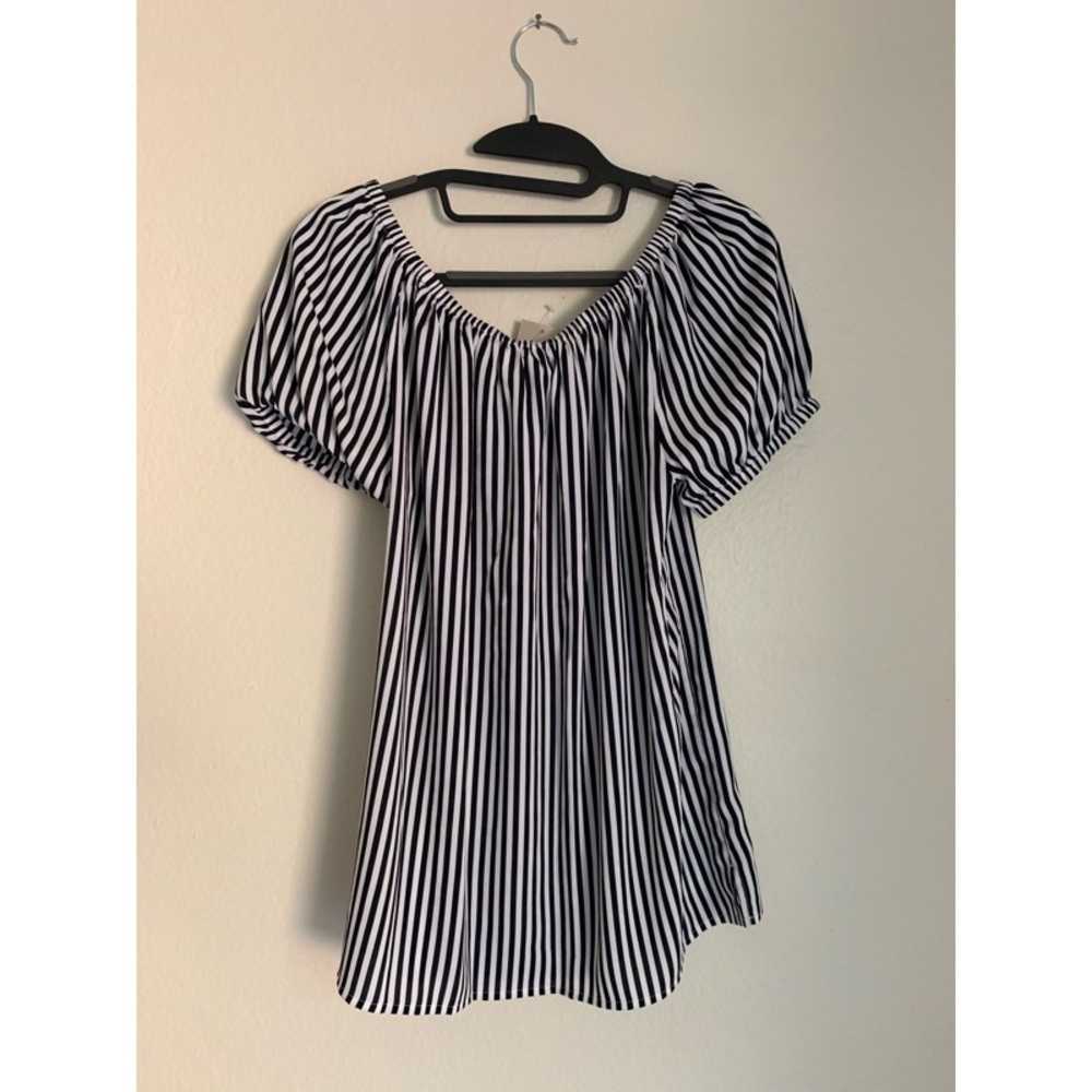 CHICOS Womens Top Shoulder Striped Blouse NWT - Picture 6 of 11